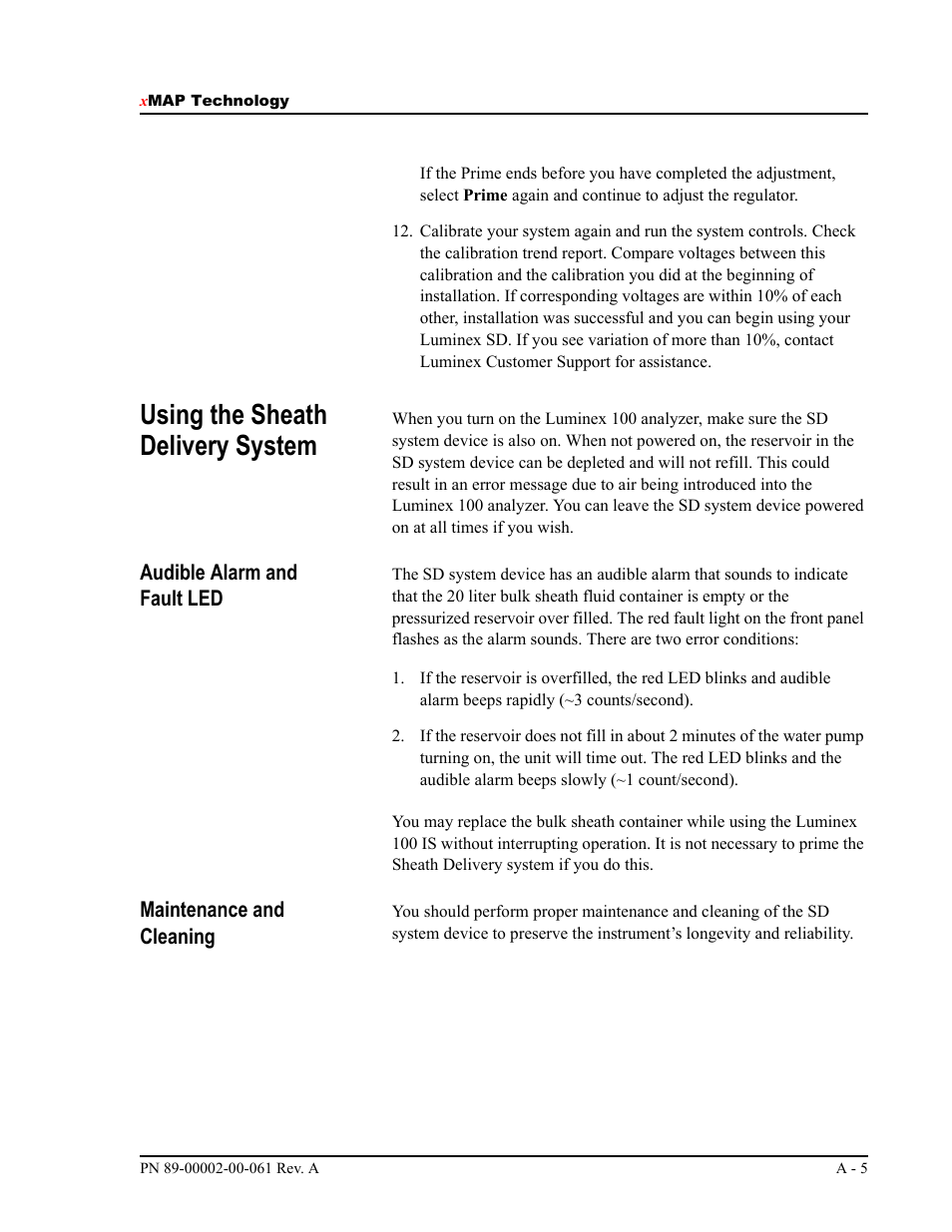 Using the sheath delivery system | Luminex 100 IS User Manual, Version 2.1 User Manual | Page 171 / 184