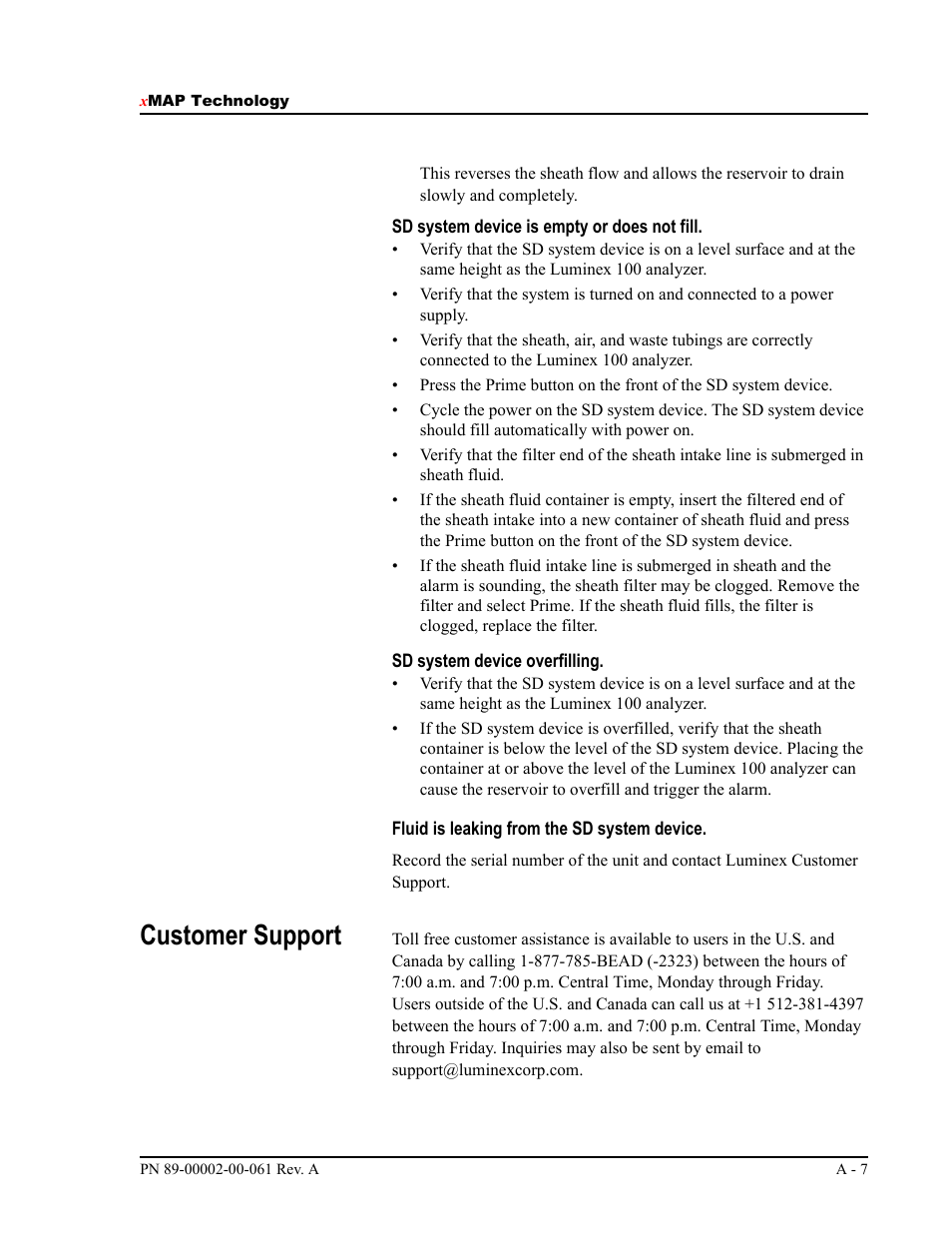 Customer support | Luminex 100 IS User Manual, Version 2.1 User Manual | Page 173 / 184