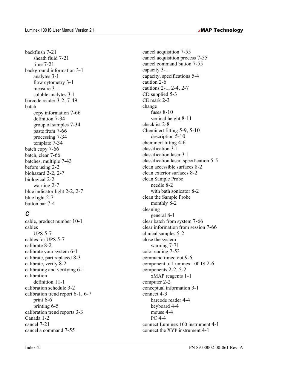Luminex 100 IS User Manual, Version 2.1 User Manual | Page 176 / 184