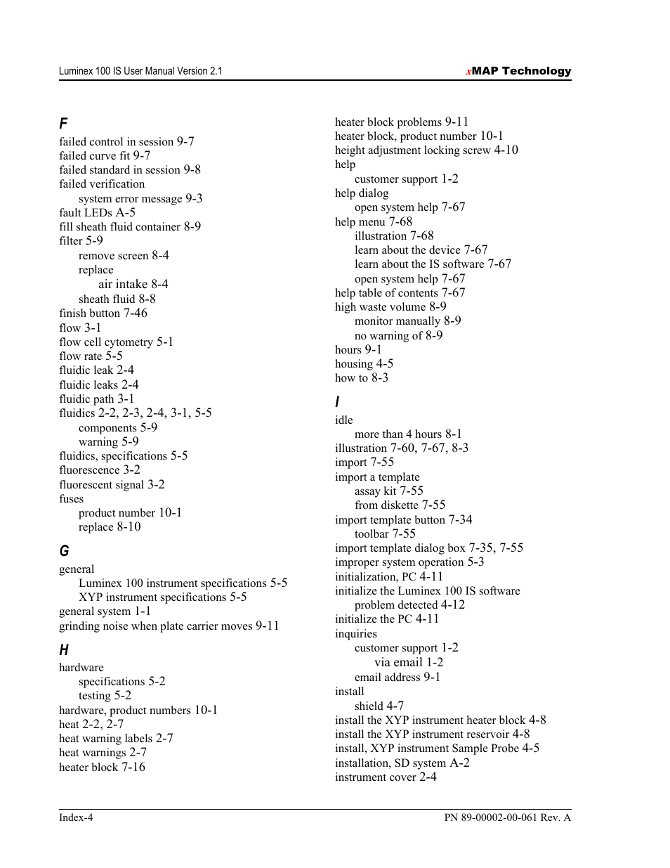 Luminex 100 IS User Manual, Version 2.1 User Manual | Page 178 / 184