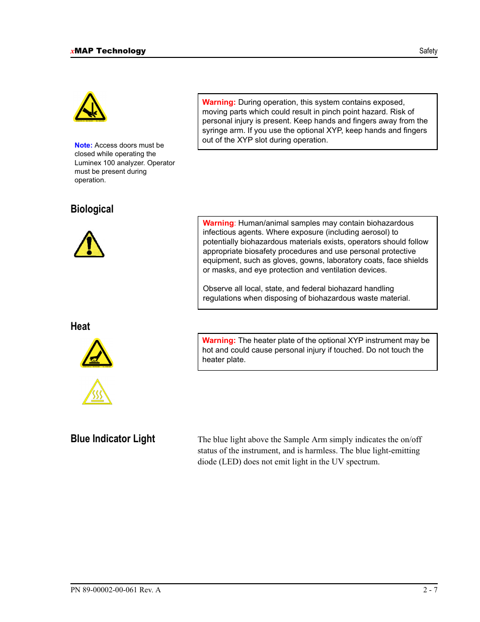 Biological heat blue indicator light | Luminex 100 IS User Manual, Version 2.1 User Manual | Page 21 / 184