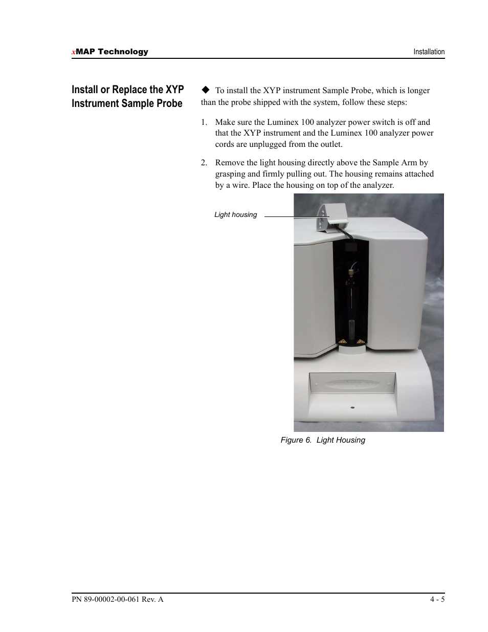 Install or replace the xyp instrument sample probe | Luminex 100 IS User Manual, Version 2.1 User Manual | Page 31 / 184