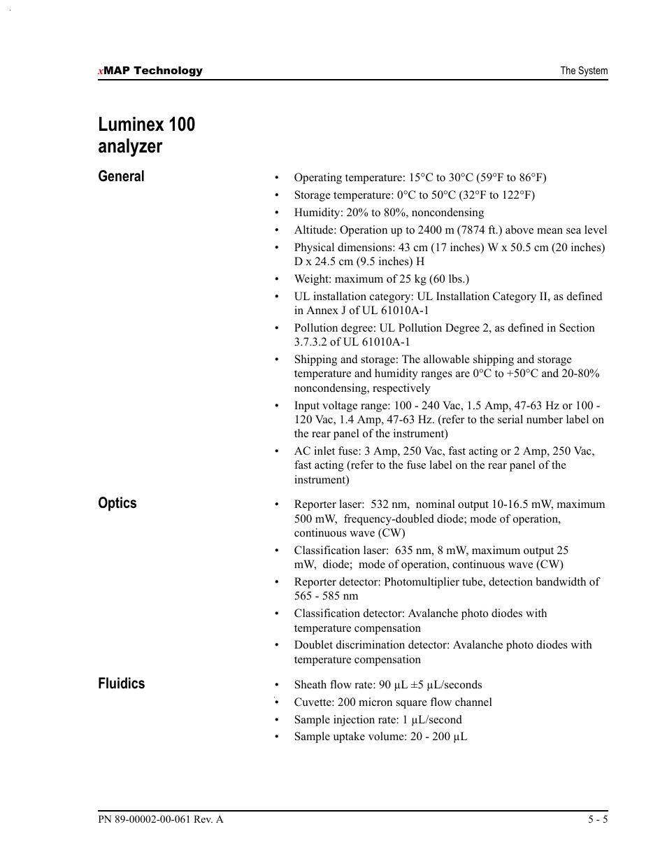 Luminex 100 analyzer, General, Optics | Fluidics | Luminex 100 IS User Manual, Version 2.1 User Manual | Page 43 / 184