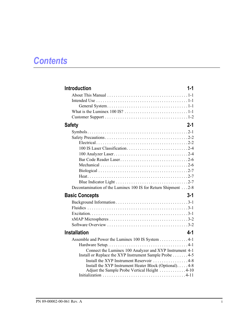 Luminex 100 IS User Manual, Version 2.1 User Manual | Page 5 / 184