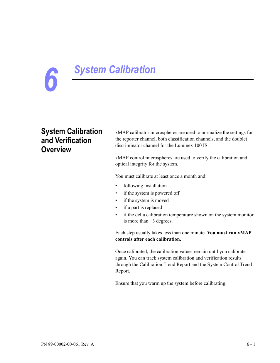 System calibration, System calibration and verification overview | Luminex 100 IS User Manual, Version 2.1 User Manual | Page 53 / 184