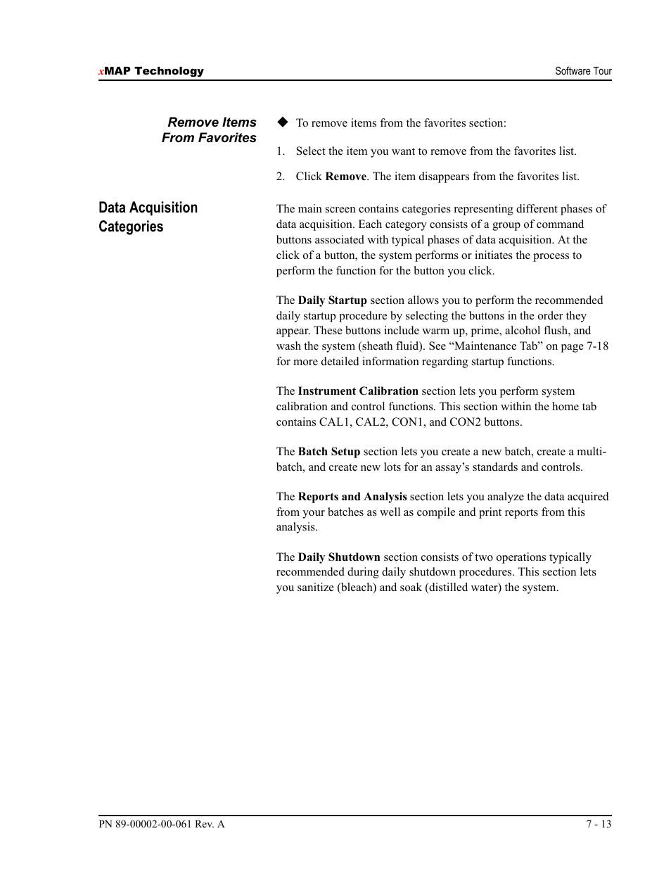 Data acquisition categories | Luminex 100 IS User Manual, Version 2.1 User Manual | Page 73 / 184