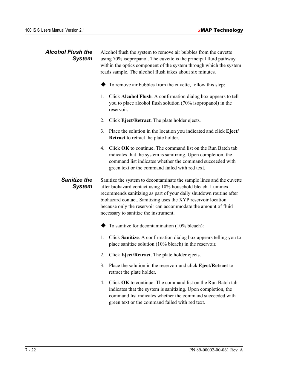 Luminex 100 IS User Manual, Version 2.1 User Manual | Page 82 / 184