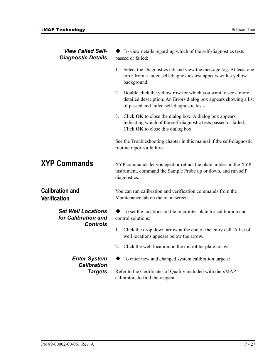 Xyp commands, Calibration and verification | Luminex 100 IS User Manual, Version 2.1 User Manual | Page 87 / 184