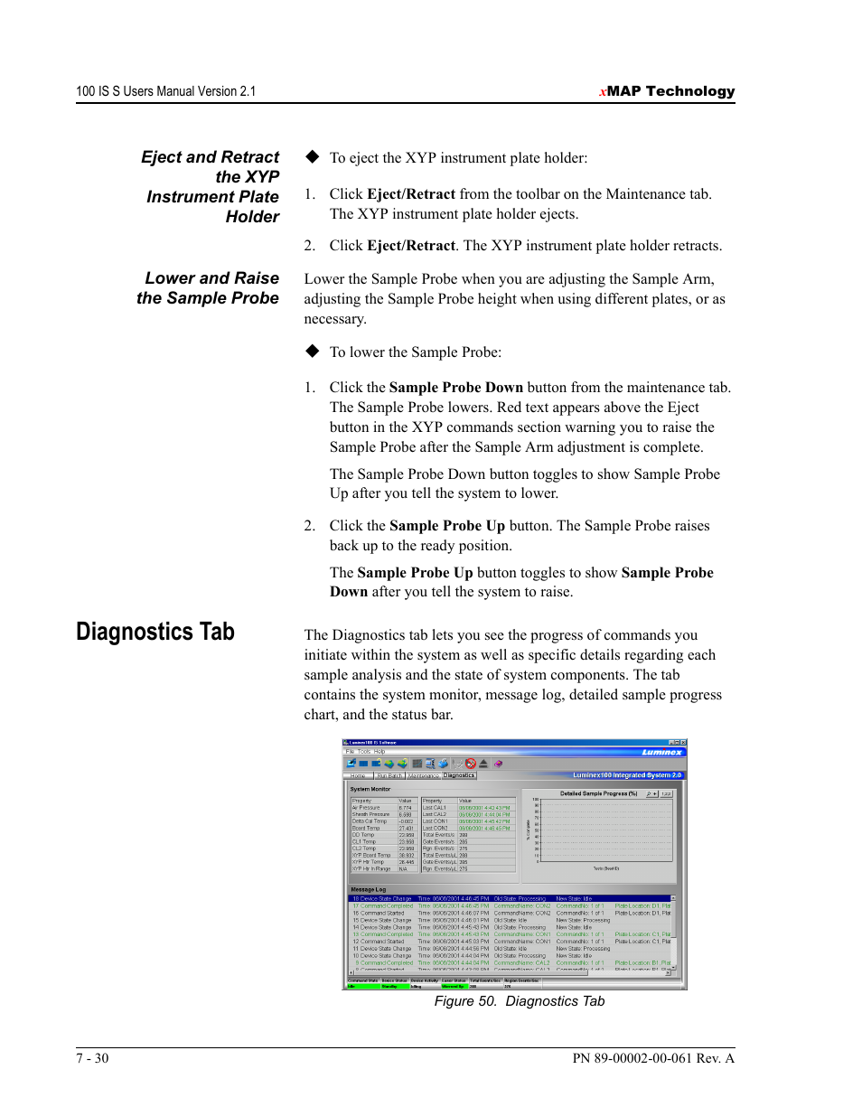Diagnostics tab | Luminex 100 IS User Manual, Version 2.1 User Manual | Page 90 / 184