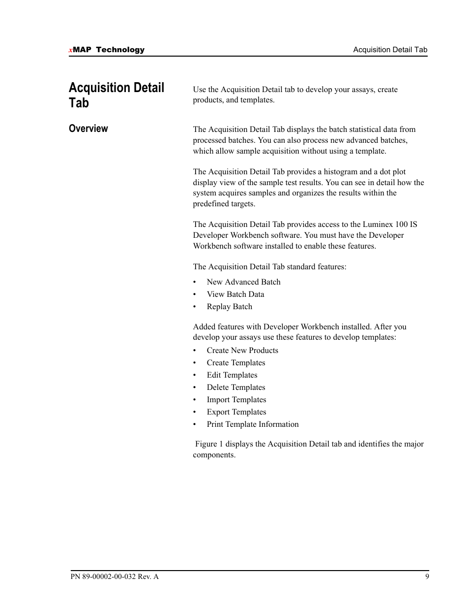Acquisition detail tab, Overview | Luminex 100 IS Version 2.2 User Manual | Page 15 / 96