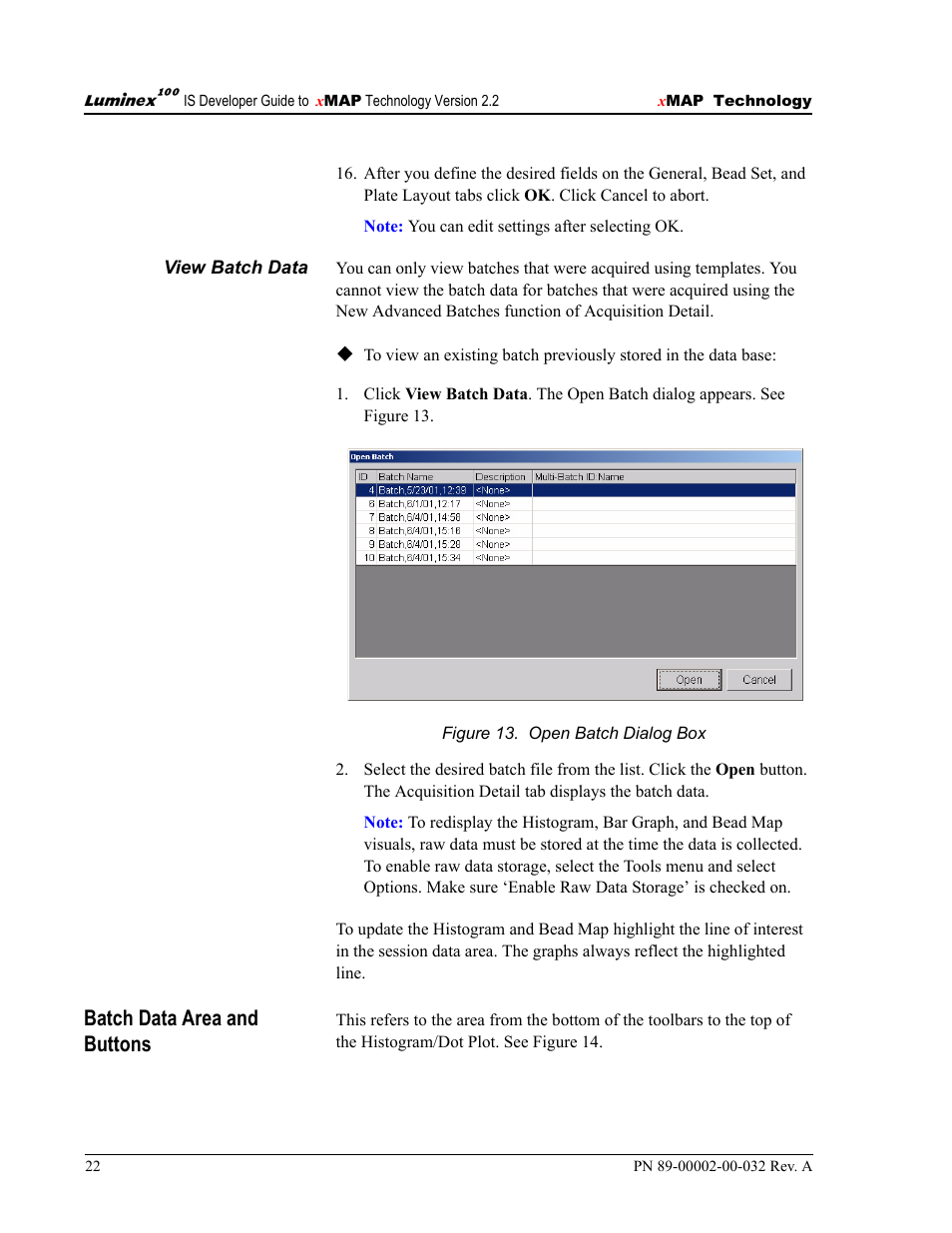 Batch data area and buttons | Luminex 100 IS Version 2.2 User Manual | Page 28 / 96