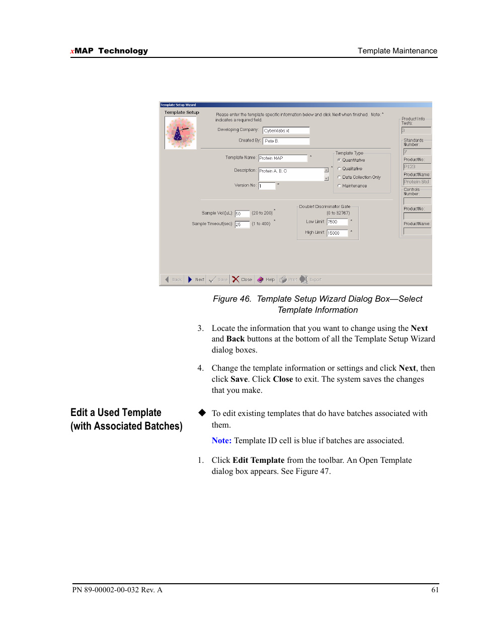 Edit a used template (with associated batches) | Luminex 100 IS Version 2.2 User Manual | Page 67 / 96