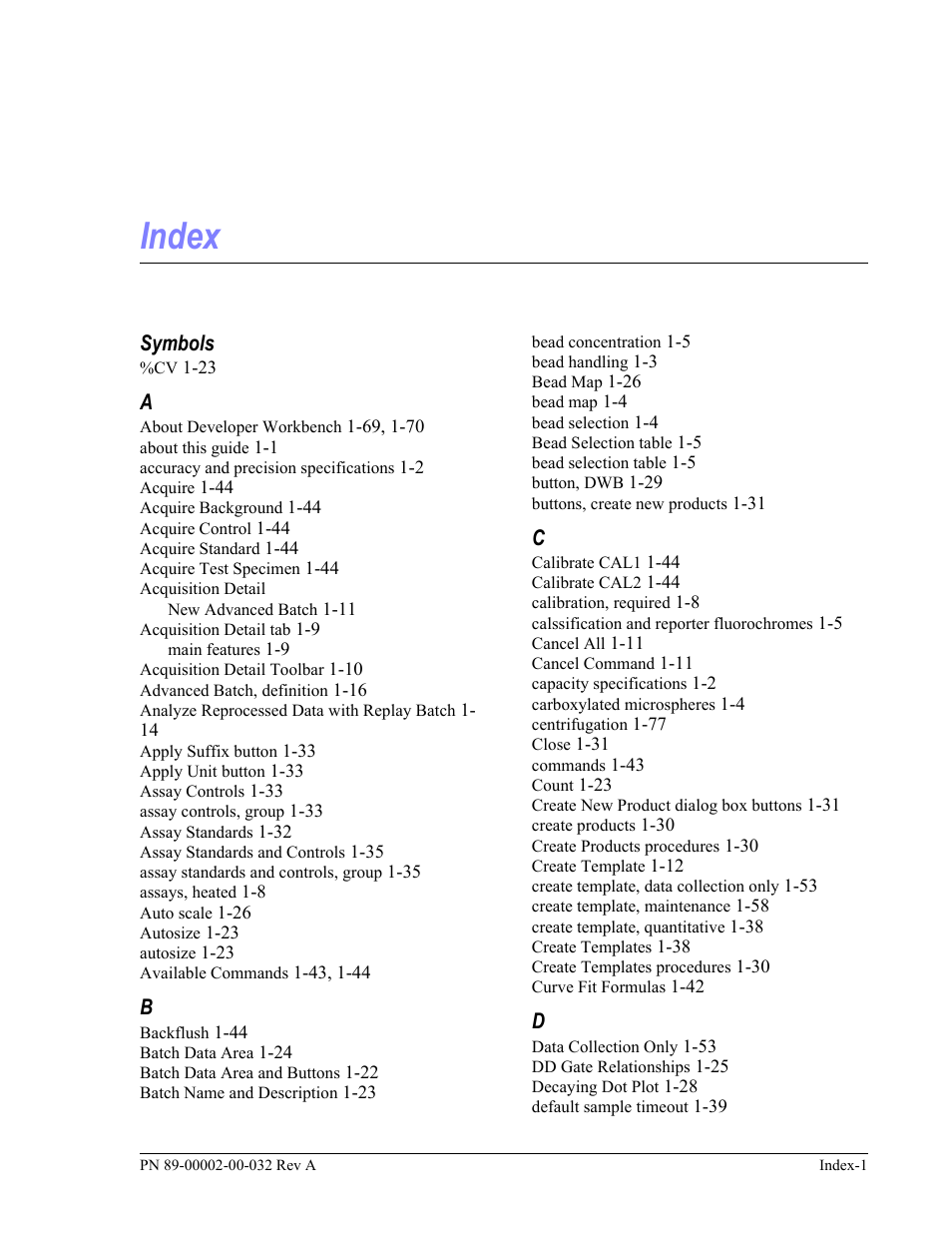 Index | Luminex 100 IS Version 2.2 User Manual | Page 93 / 96