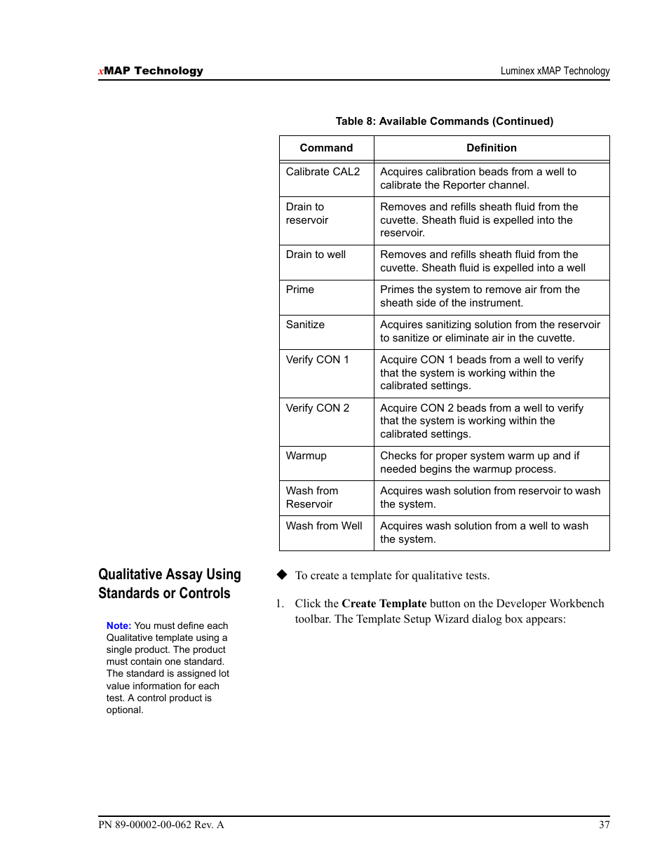 Qualitative assay using standards or controls | Luminex 100 IS Version 2.1 User Manual | Page 43 / 84