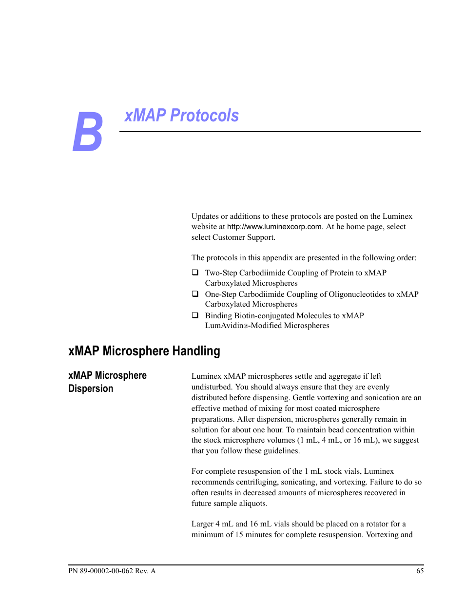 Xmap protocols, Xmap microsphere handling | Luminex 100 IS Version 2.1 User Manual | Page 71 / 84