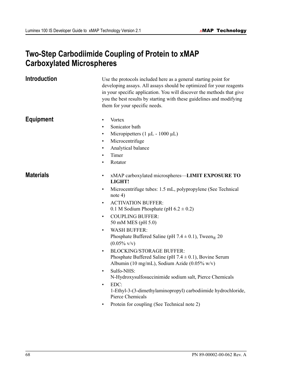 Introduction, Equipment, Materials | Luminex 100 IS Version 2.1 User Manual | Page 74 / 84