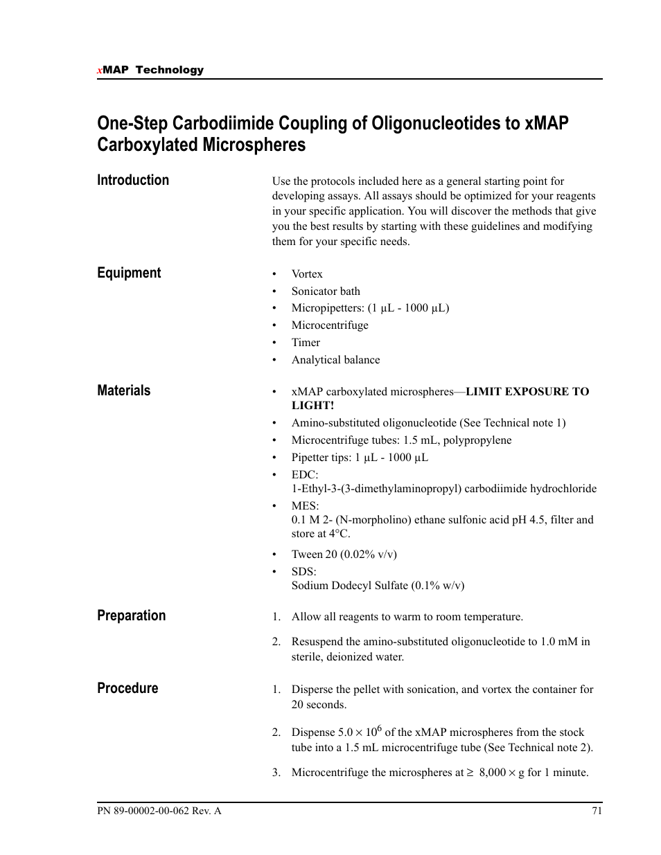 Introduction, Equipment, Materials | Preparation, Procedure | Luminex 100 IS Version 2.1 User Manual | Page 77 / 84