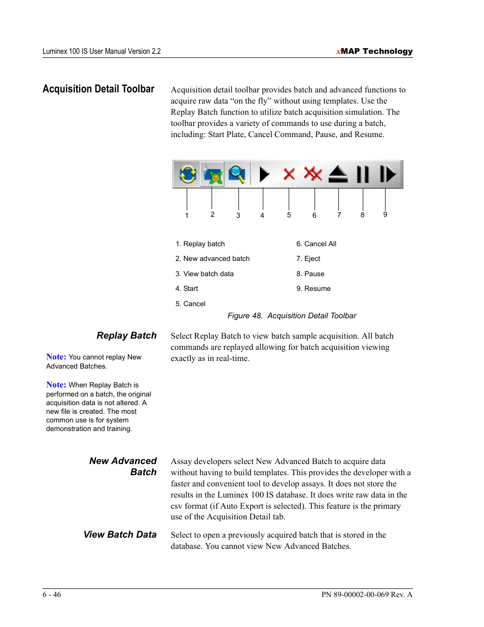 Acquisition detail toolbar | Luminex 100 IS Version 2.2 User Manual | Page 100 / 246