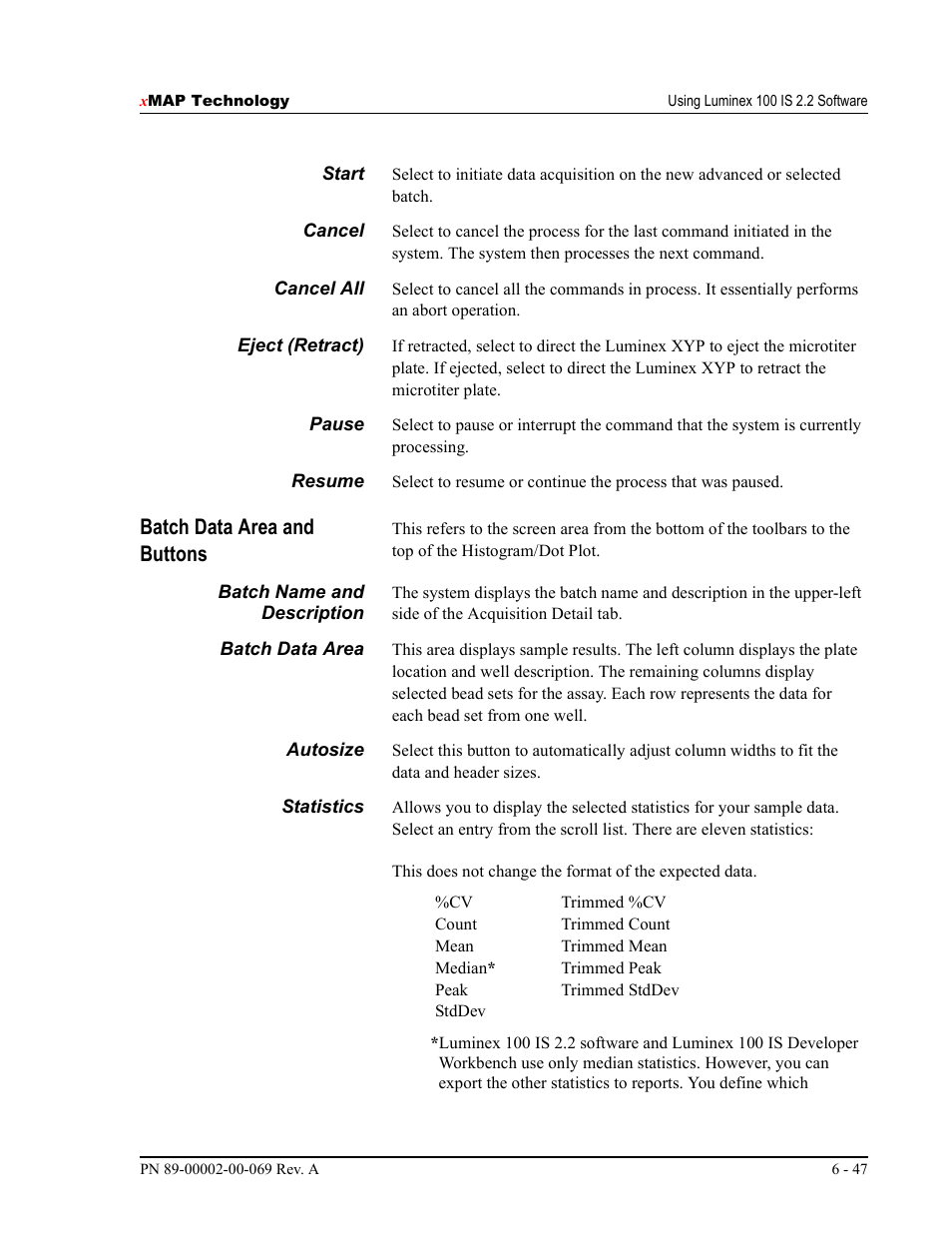 Batch data area and buttons | Luminex 100 IS Version 2.2 User Manual | Page 101 / 246