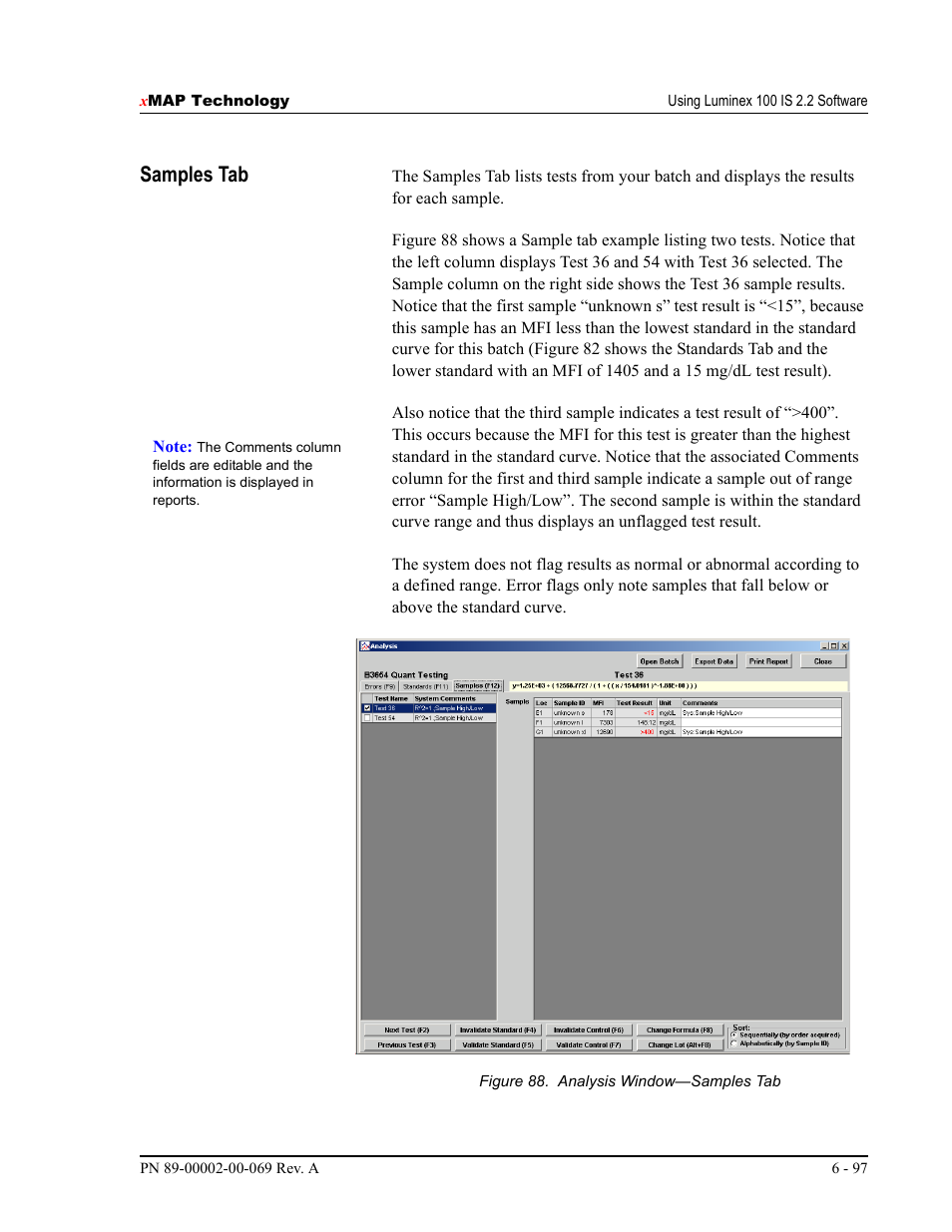 Samples tab | Luminex 100 IS Version 2.2 User Manual | Page 151 / 246