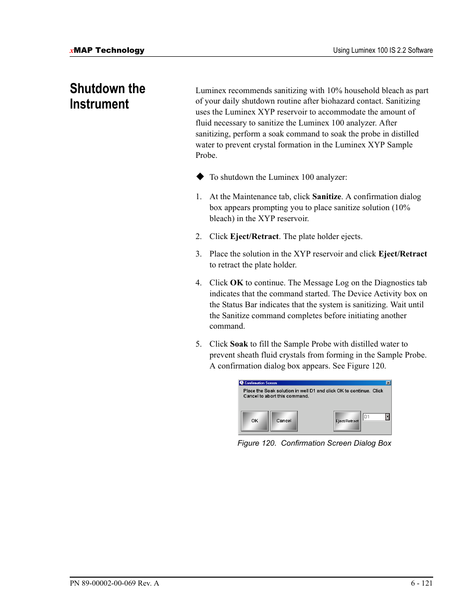 Shutdown the instrument | Luminex 100 IS Version 2.2 User Manual | Page 175 / 246