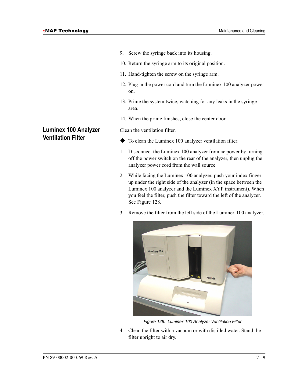 Luminex 100 analyzer ventilation filter | Luminex 100 IS Version 2.2 User Manual | Page 185 / 246