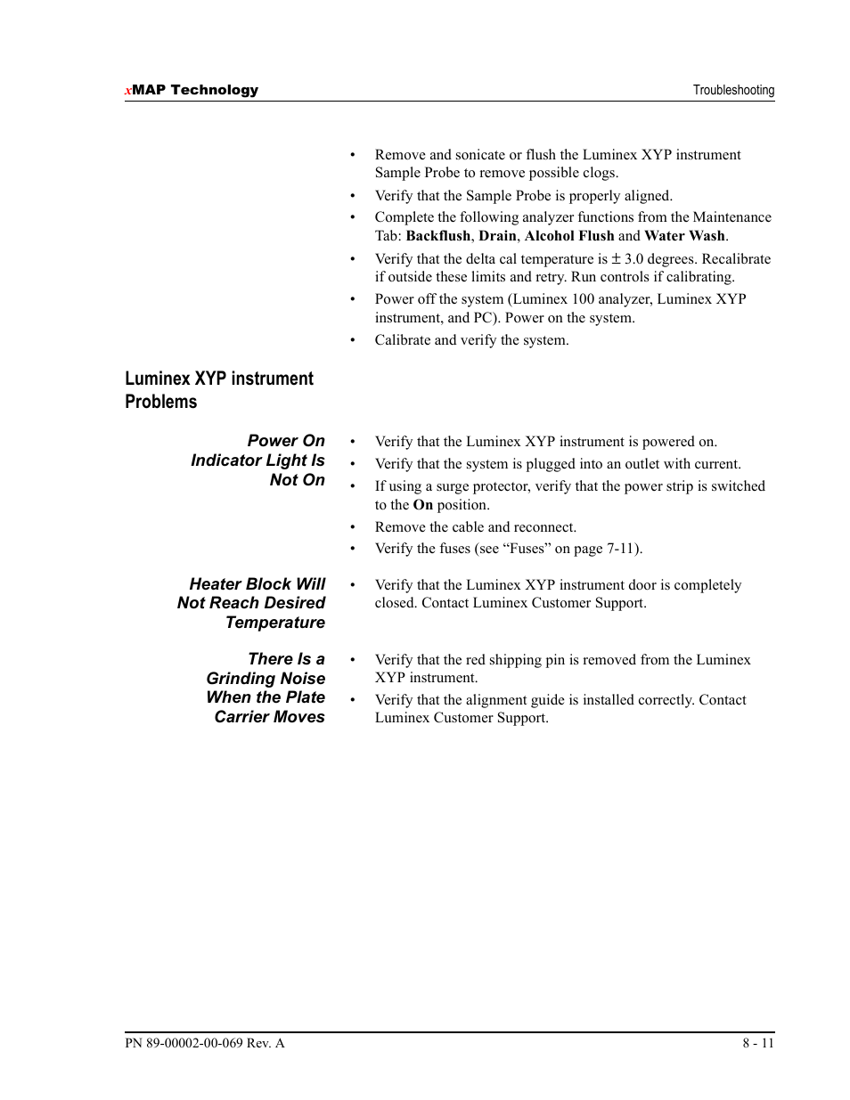 Luminex xyp instrument problems | Luminex 100 IS Version 2.2 User Manual | Page 201 / 246