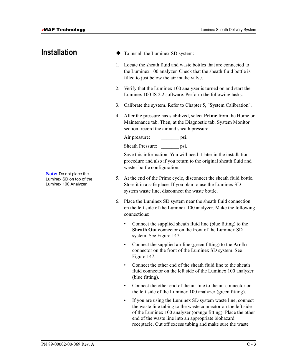 Installation | Luminex 100 IS Version 2.2 User Manual | Page 229 / 246