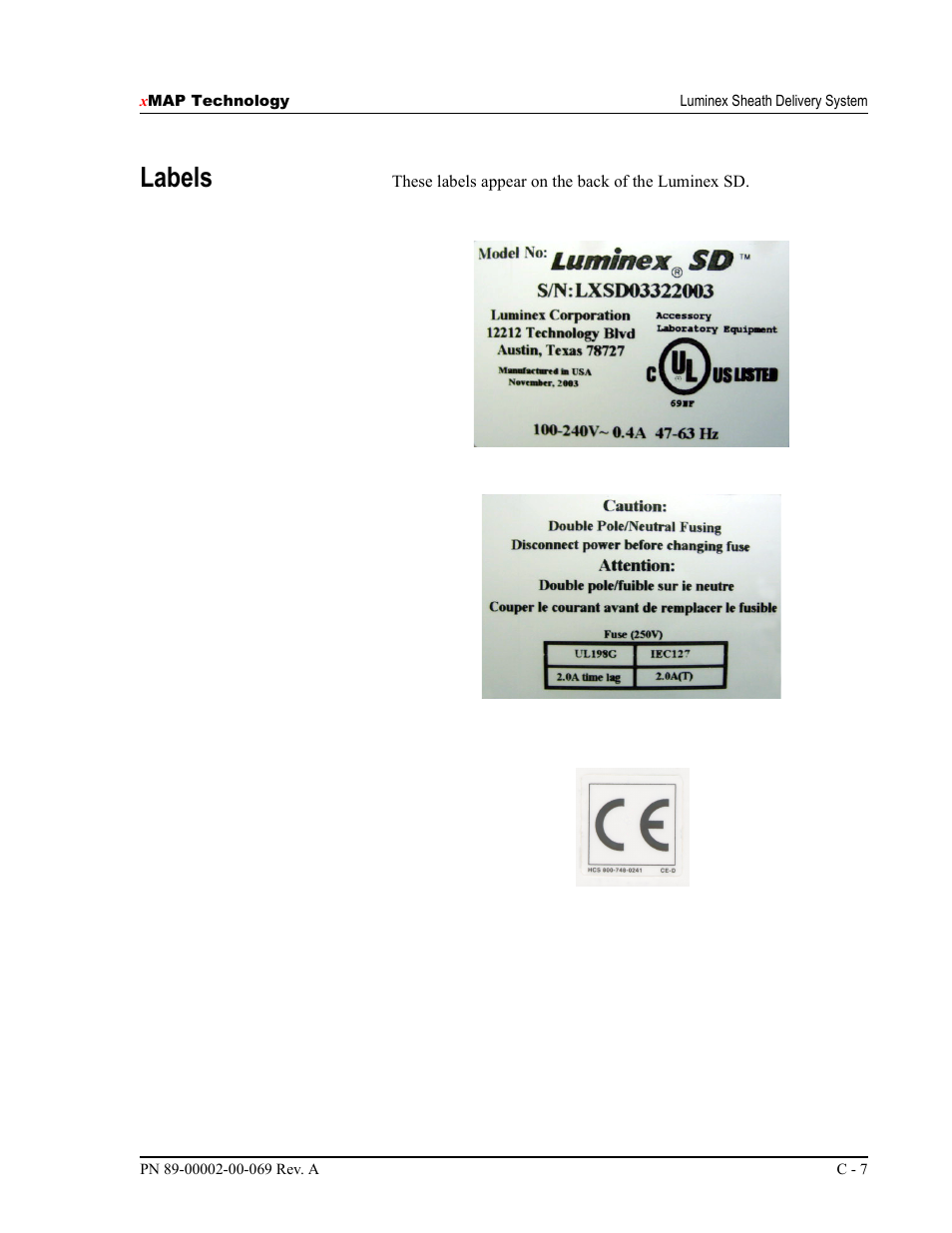 Labels | Luminex 100 IS Version 2.2 User Manual | Page 233 / 246