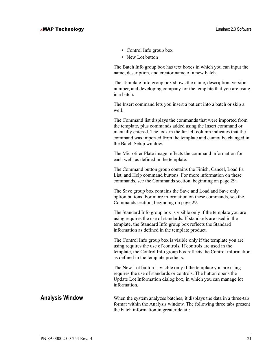 Analysis window | Luminex IS Version 2.3 (IVD) User Manual | Page 31 / 116