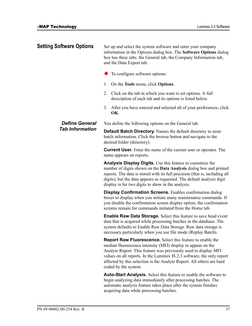Setting software options | Luminex IS Version 2.3 (IVD) User Manual | Page 47 / 116