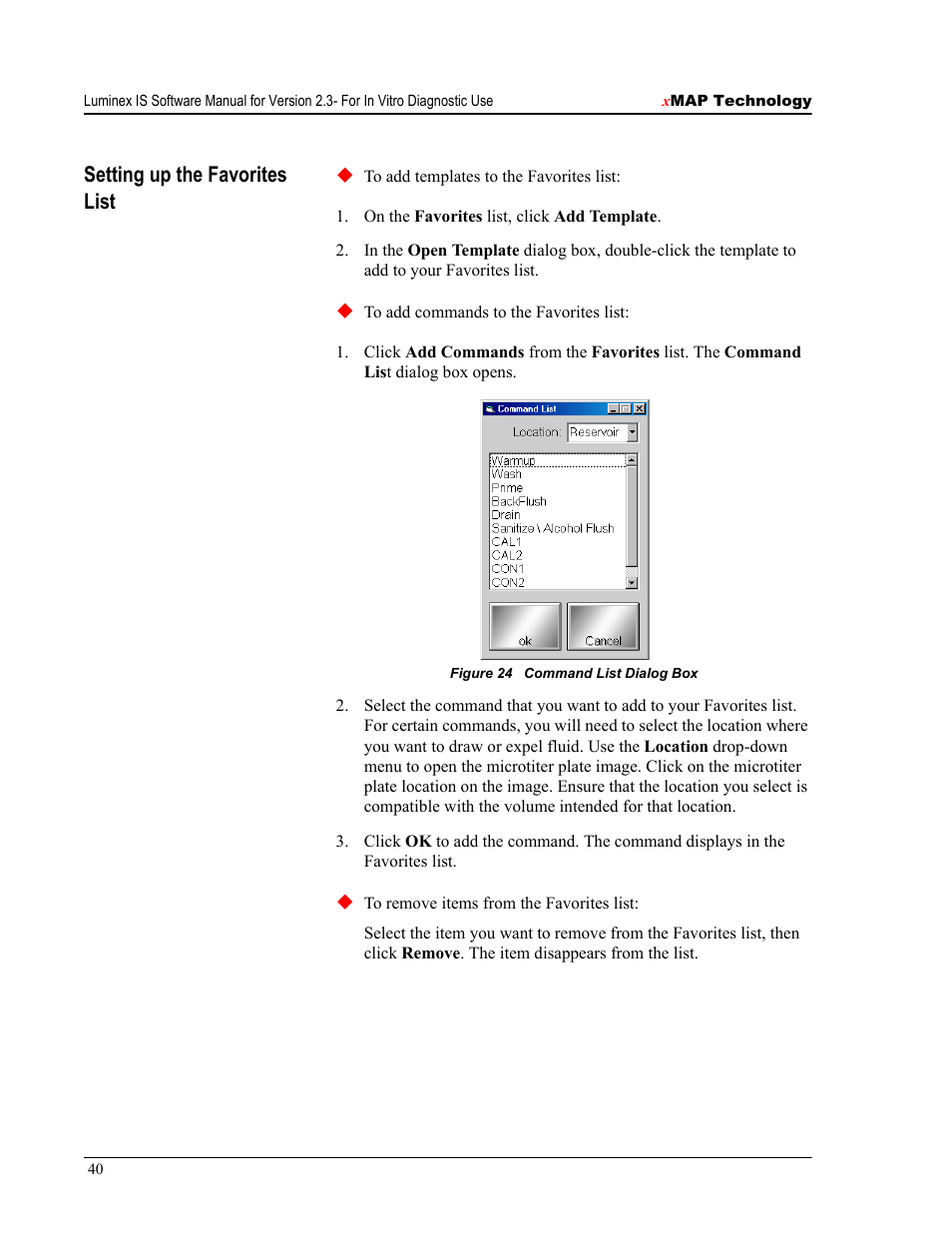 Setting up the favorites list | Luminex IS Version 2.3 (IVD) User Manual | Page 50 / 116