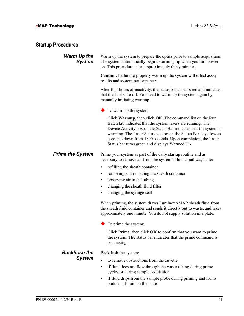 Startup procedures | Luminex IS Version 2.3 (IVD) User Manual | Page 51 / 116