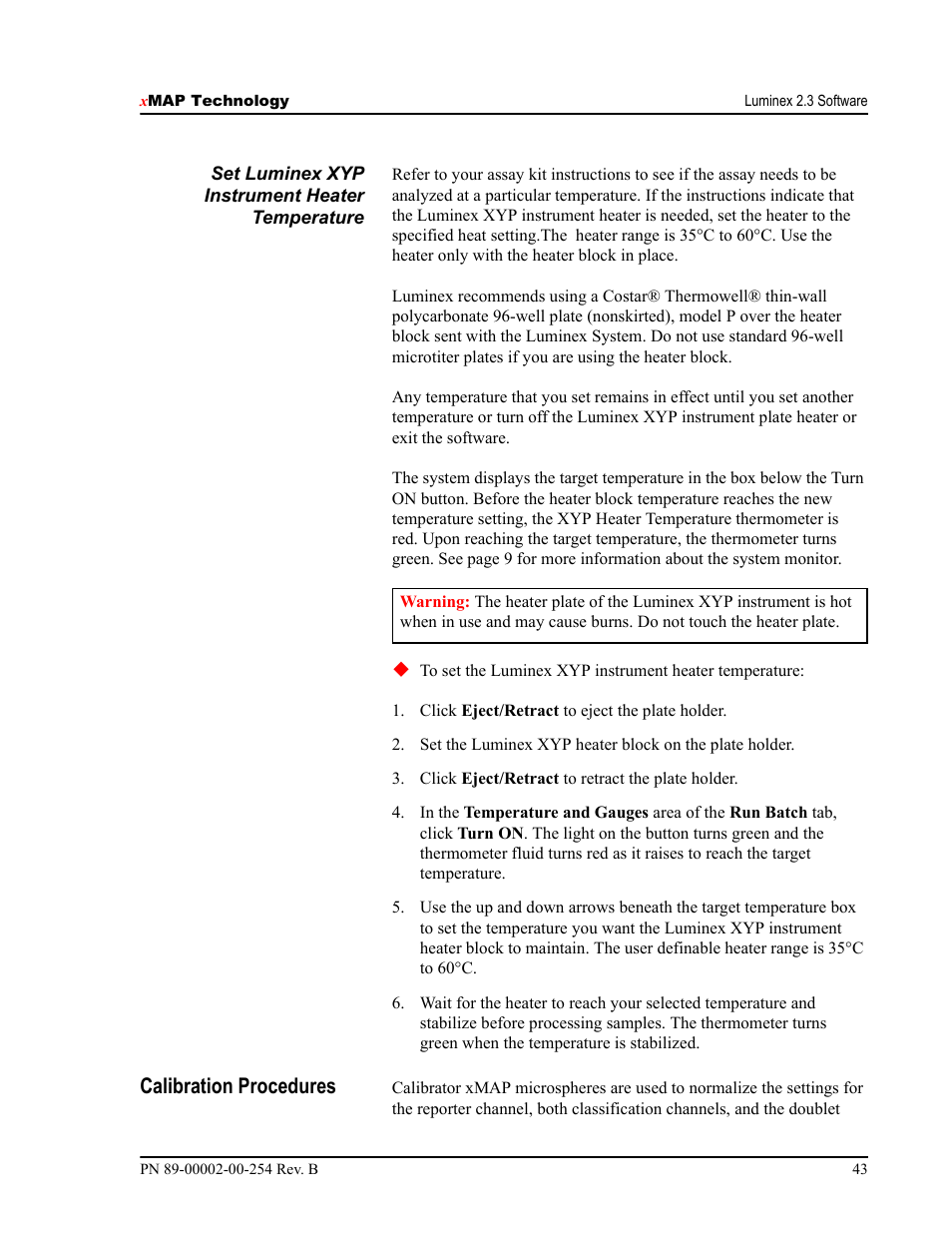 Calibration procedures | Luminex IS Version 2.3 (IVD) User Manual | Page 53 / 116