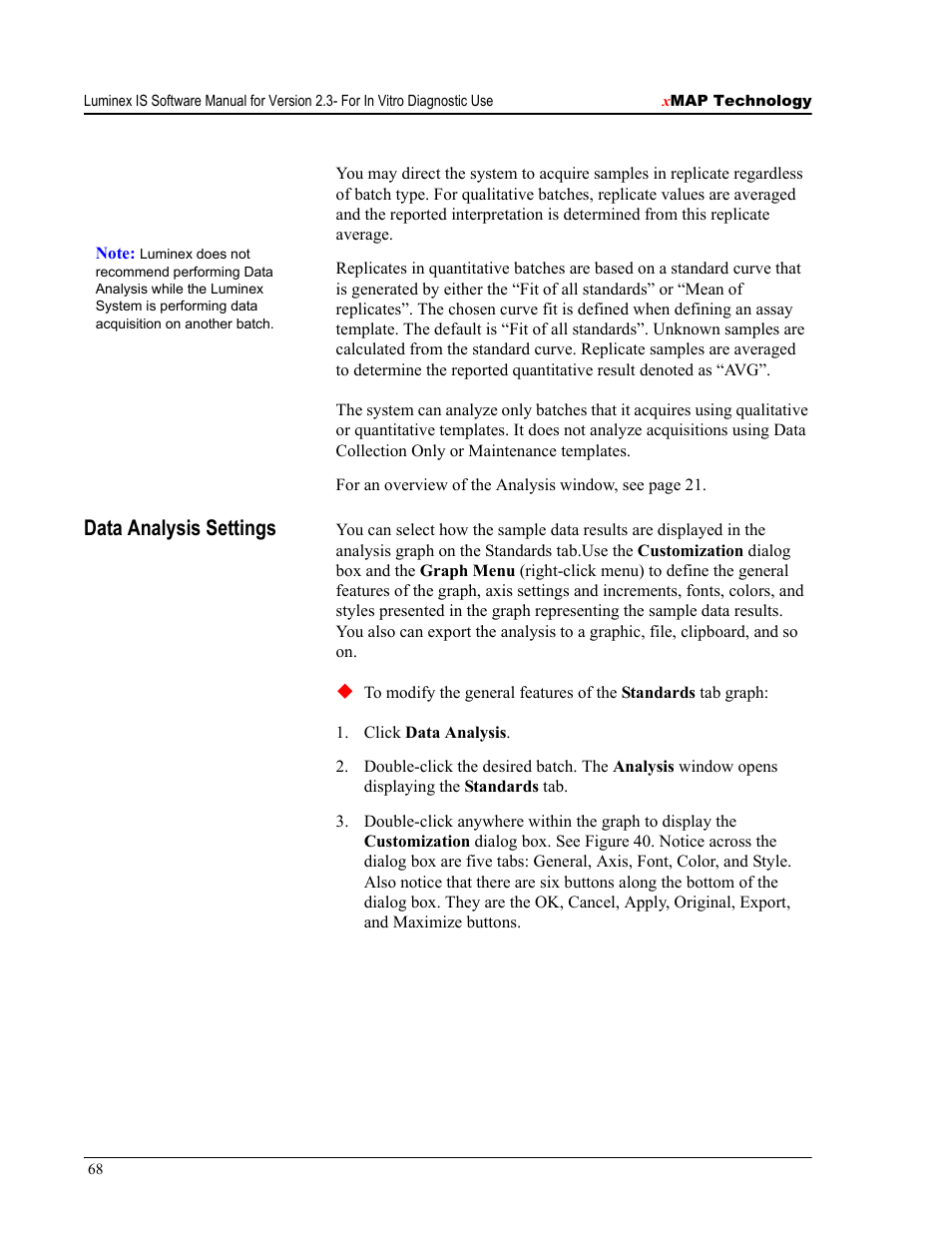 Data analysis settings | Luminex IS Version 2.3 (IVD) User Manual | Page 78 / 116