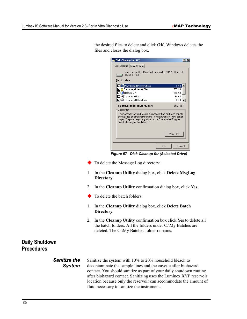 Daily shutdown procedures | Luminex IS Version 2.3 (IVD) User Manual | Page 96 / 116