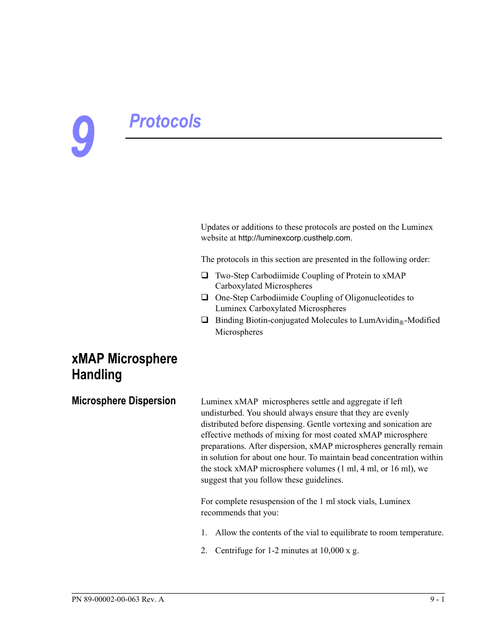 Protocols, Xmap microsphere handling | Luminex 100 User Manual Version 1.7 User Manual | Page 111 / 146