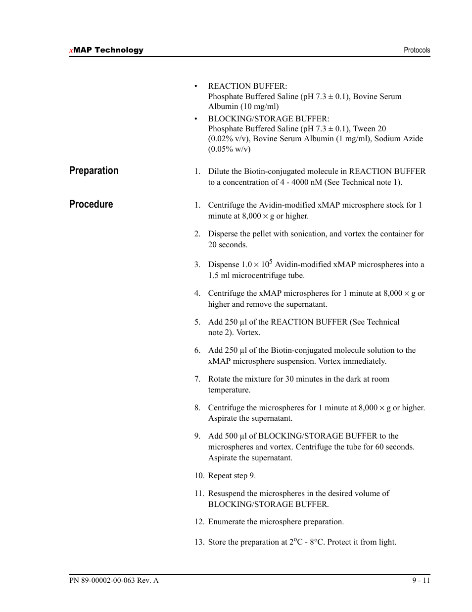 Preparation, Procedure | Luminex 100 User Manual Version 1.7 User Manual | Page 121 / 146