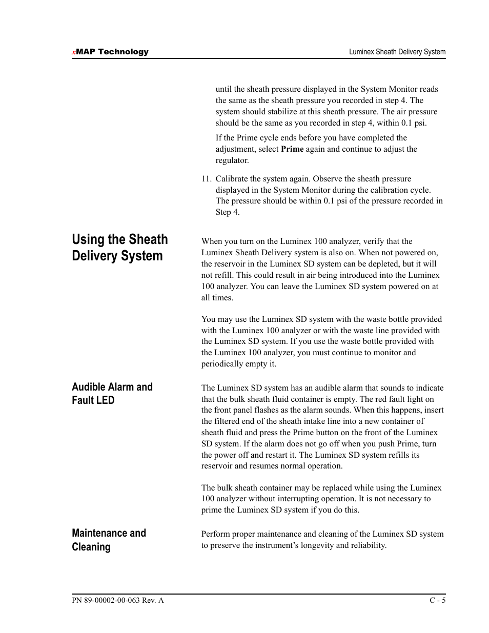 Using the sheath delivery system | Luminex 100 User Manual Version 1.7 User Manual | Page 137 / 146