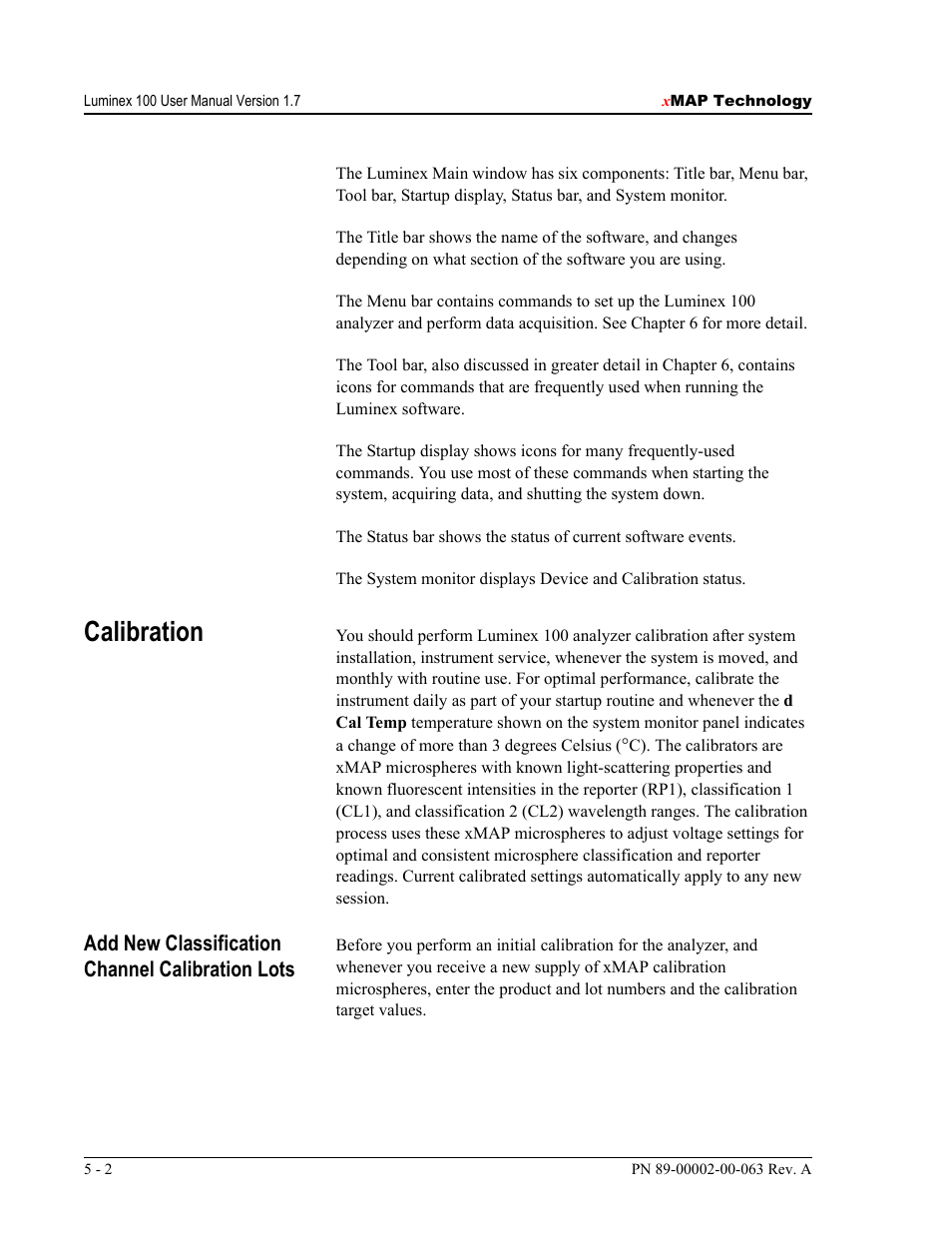 Calibration, Add new classification channel calibration lots | Luminex 100 User Manual Version 1.7 User Manual | Page 42 / 146