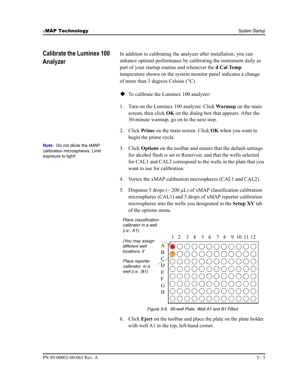 Calibrate the luminex 100 analyzer | Luminex 100 User Manual Version 1.7 User Manual | Page 45 / 146