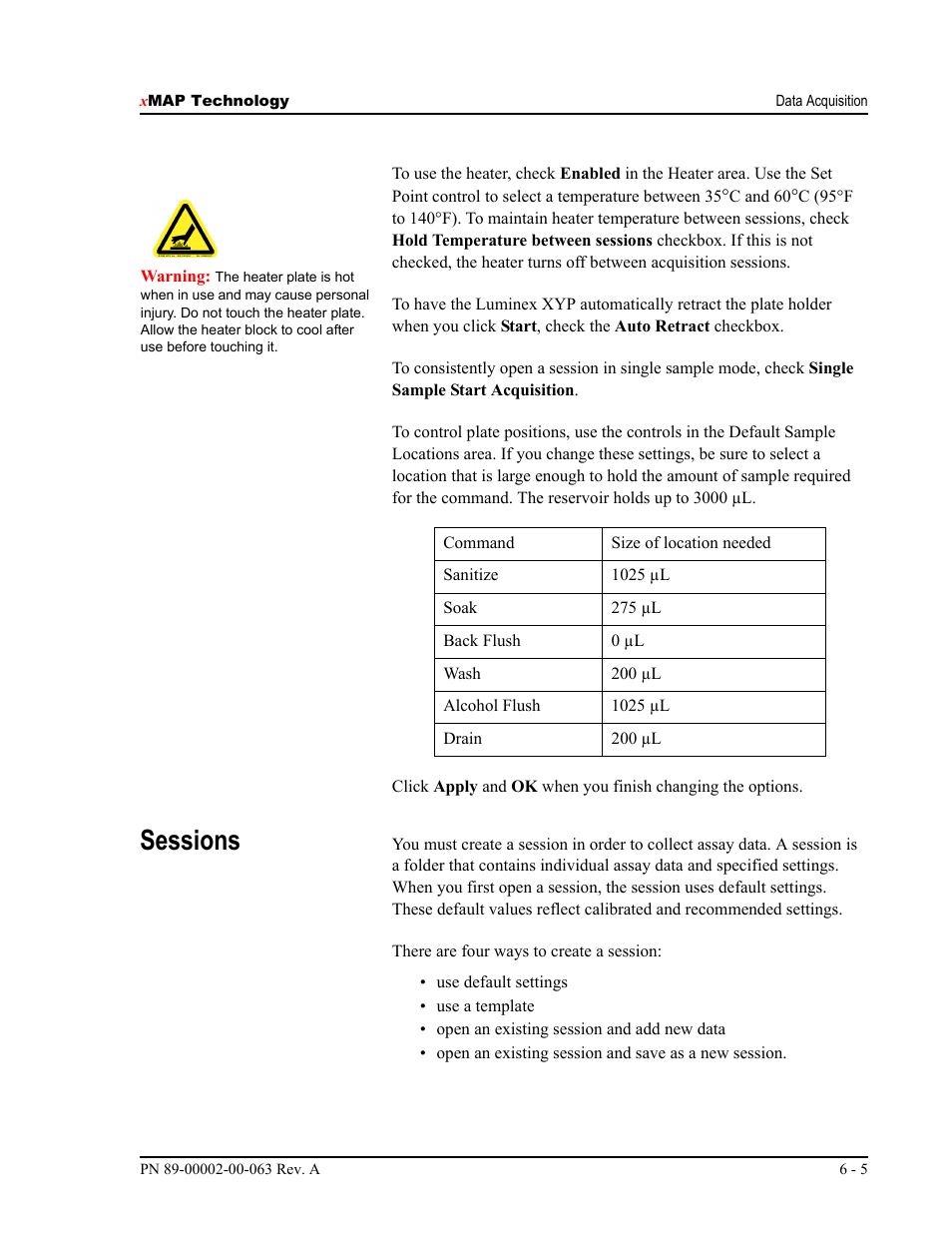 Sessions | Luminex 100 User Manual Version 1.7 User Manual | Page 55 / 146