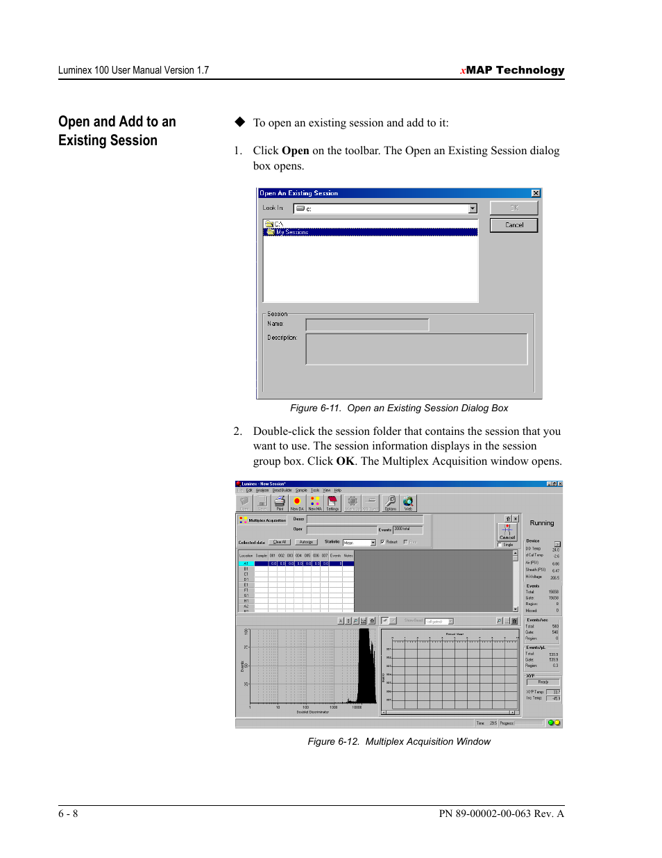 Open and add to an existing session | Luminex 100 User Manual Version 1.7 User Manual | Page 58 / 146