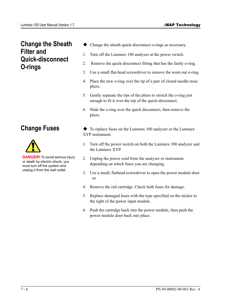 Change fuses | Luminex 100 User Manual Version 1.7 User Manual | Page 88 / 146