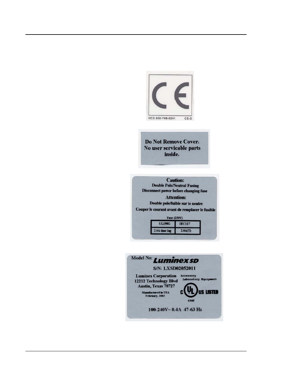 Labels | Luminex 200 User Manual with LDS 1.7 Software User Manual | Page 148 / 154