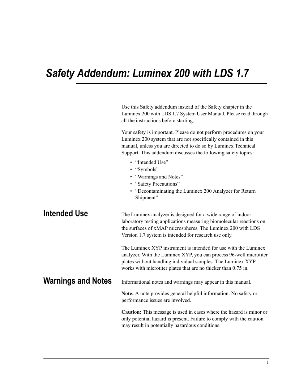 Luminex 200 LDS User Manual Update User Manual | 10 pages