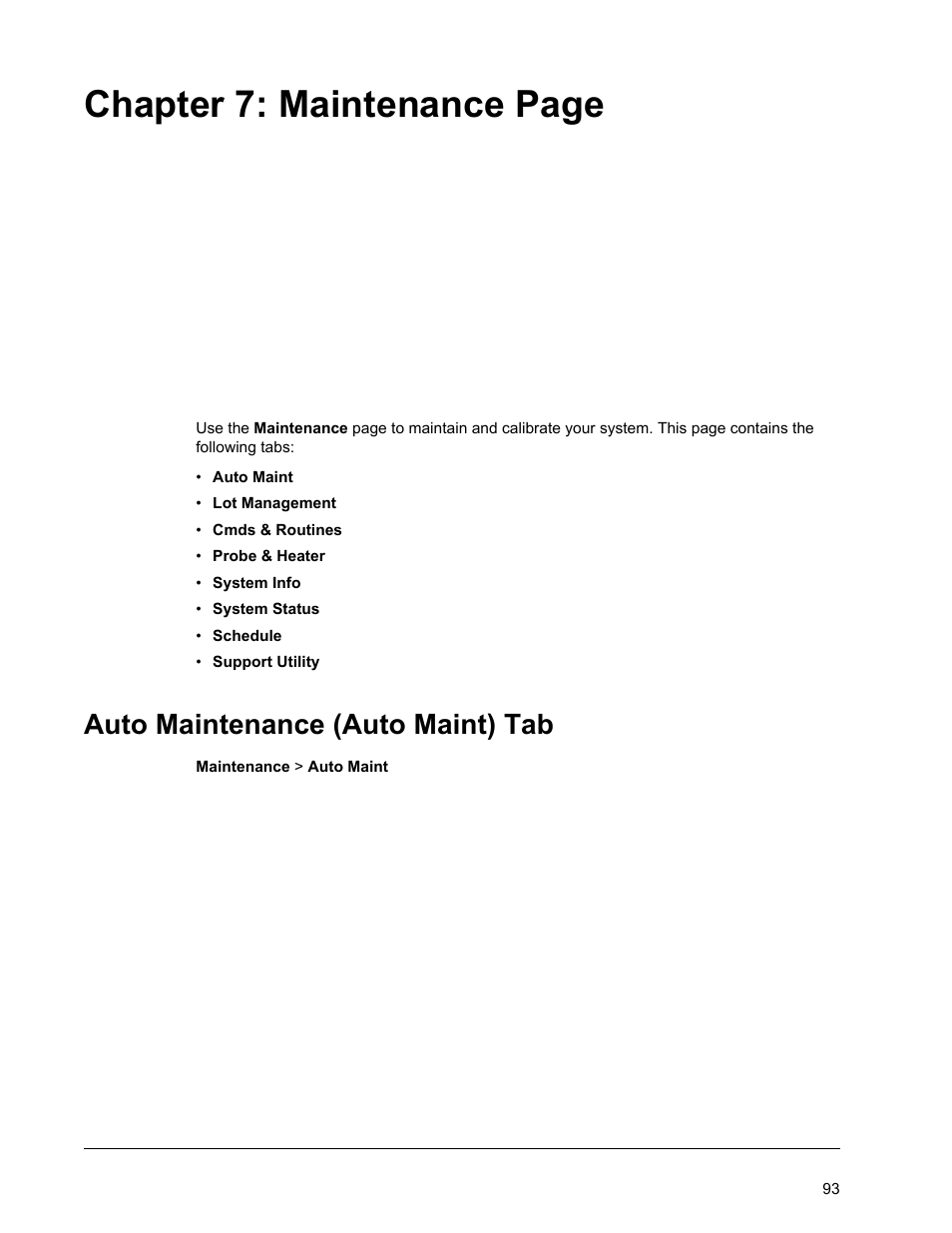 Auto maintenance (auto maint) tab, Chapter 7: maintenance page | Luminex xPONENT 4.2 for FLEXMAP User Manual | Page 107 / 148