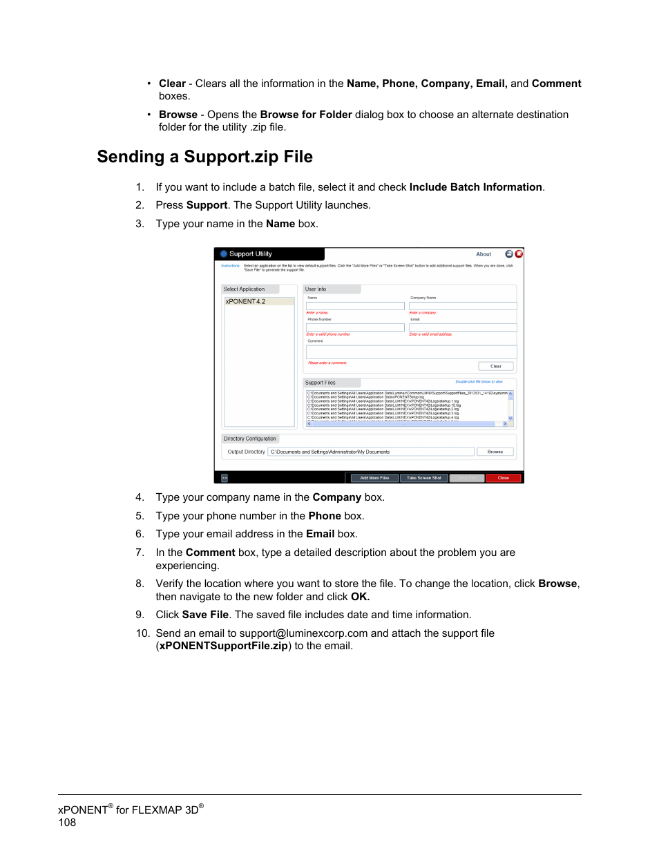 Sending a support.zip file | Luminex xPONENT 4.2 for FLEXMAP User Manual | Page 122 / 148