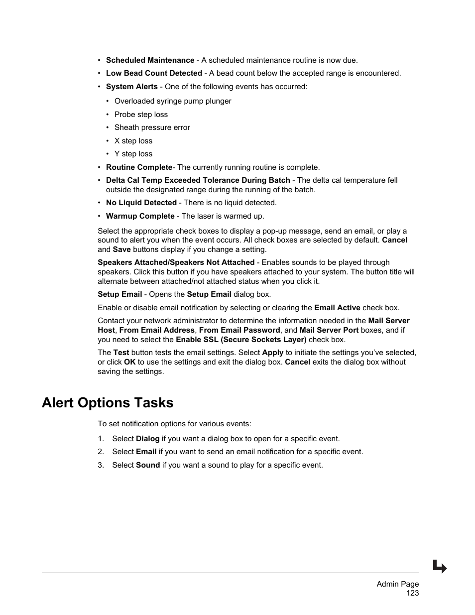Alert options tasks | Luminex xPONENT 4.2 for FLEXMAP User Manual | Page 137 / 148
