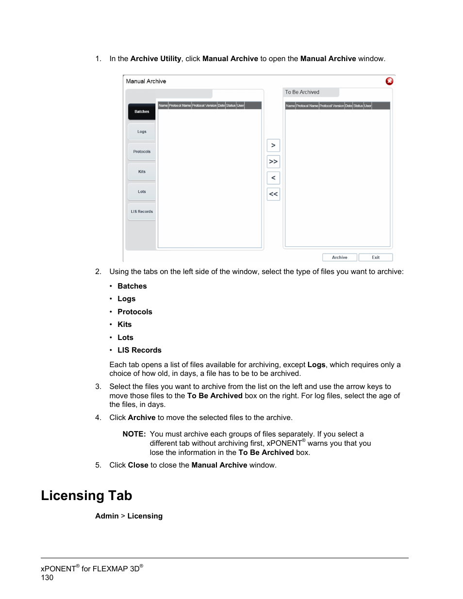 Licensing tab | Luminex xPONENT 4.2 for FLEXMAP User Manual | Page 144 / 148